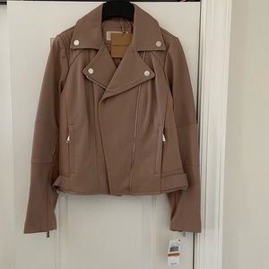 Michael Kors women’s nude rose leather moto jacket